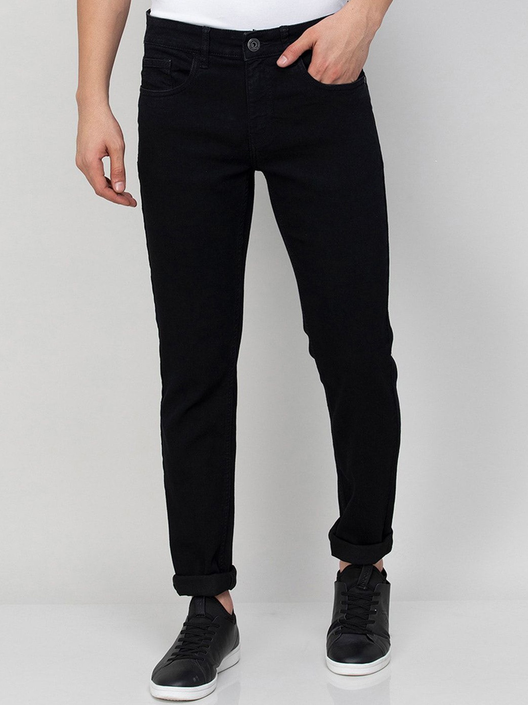 

INDIROCKS Men Stretchable Jeans, Black