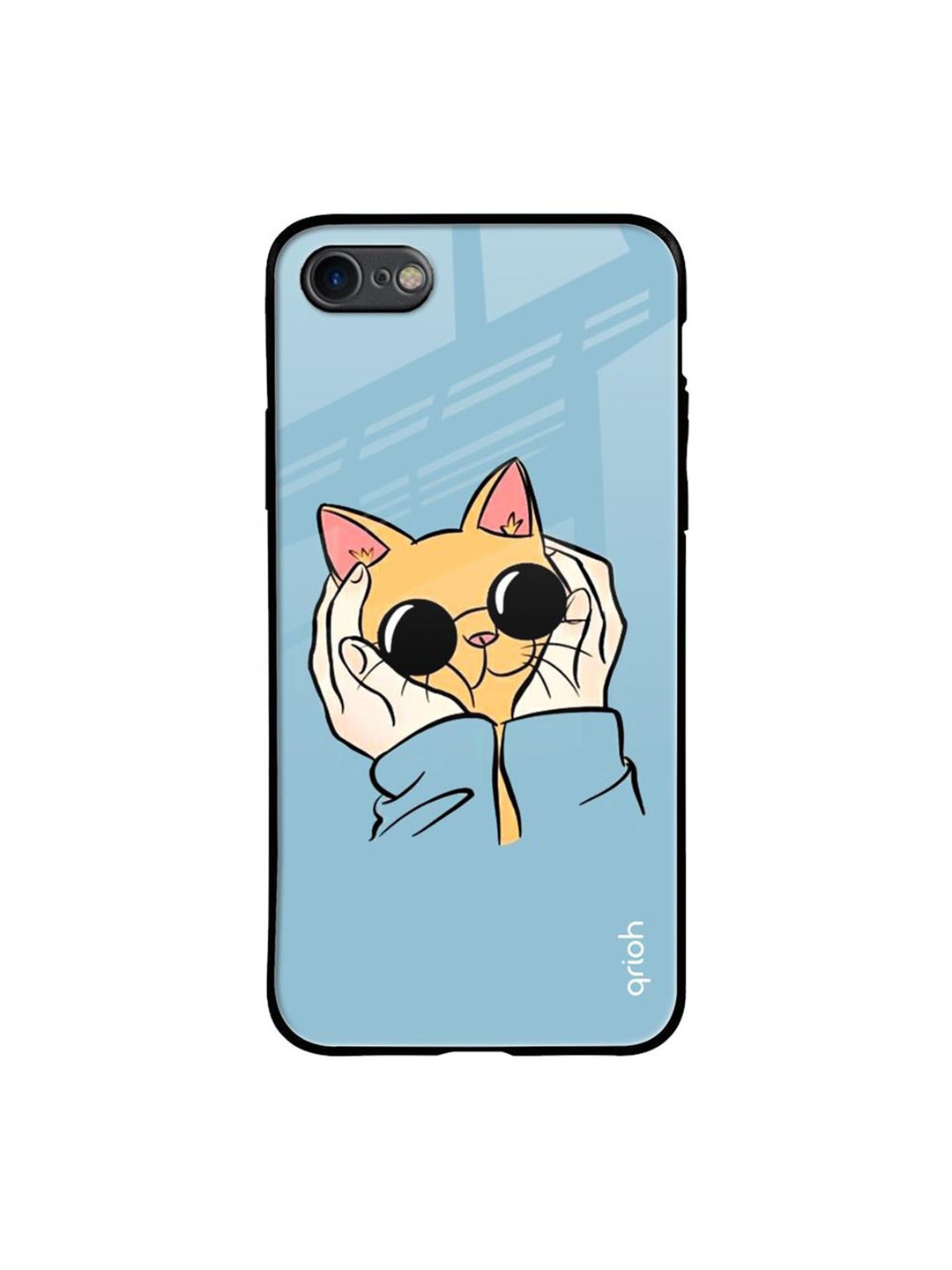 

QRIOH Adorable Cute Kitty Printed iPhone 7 Back Case, Blue