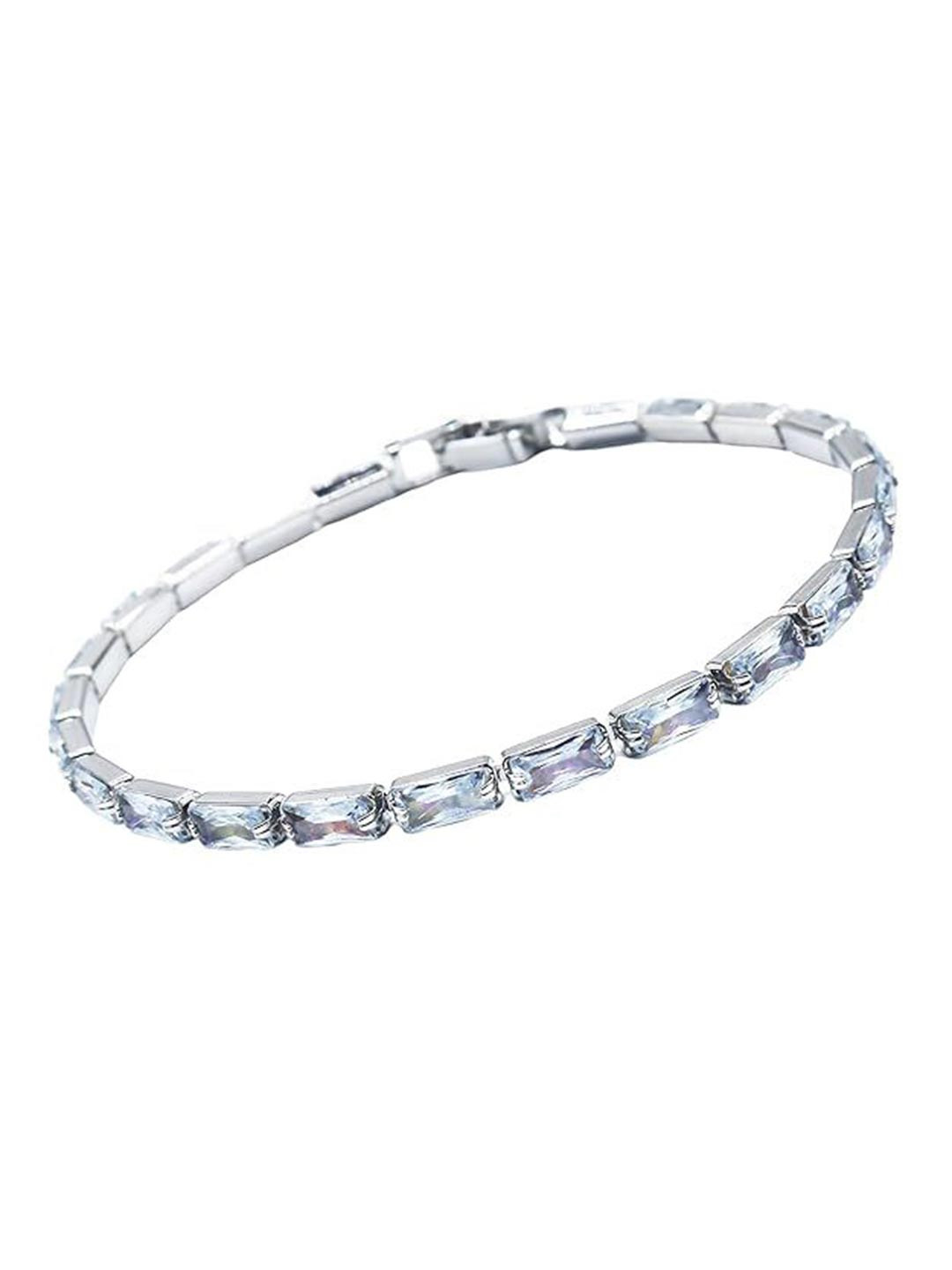 

ISHI New York Rhodium-Plated Cubic Zirconia Studded Bangle-Style Bracelet, Silver