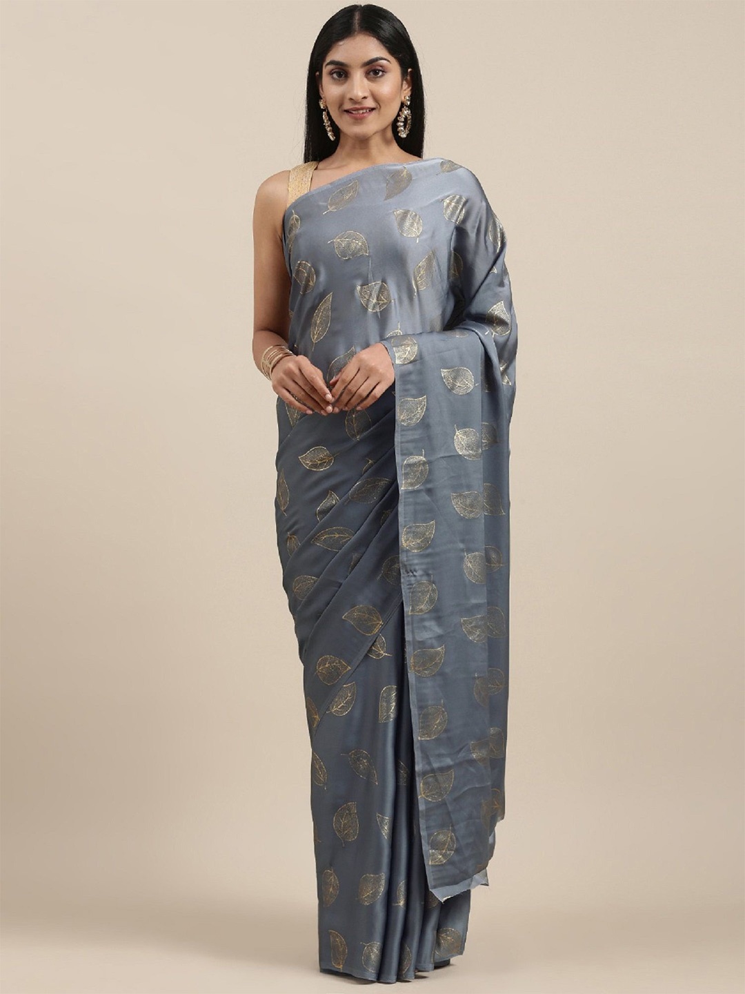 

DIVASTRI Floral Satin Saree, Grey