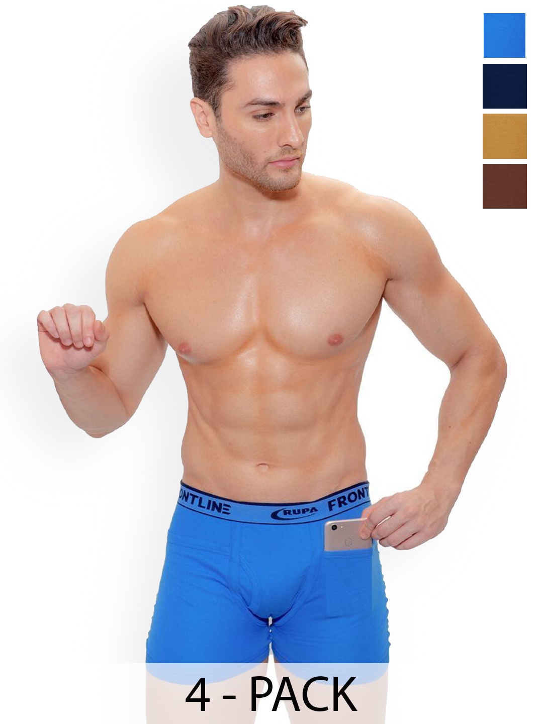 

Rupa Men Pack Of 4 Pure Combed Cotton Trunks, Assorted