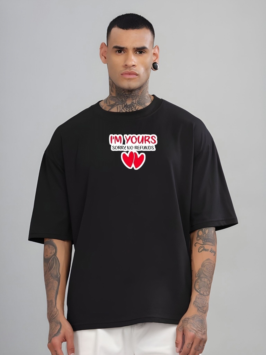 

Moda Rapido Men Typography Printed Round Neck Cotton Oversized T-shirt, Black
