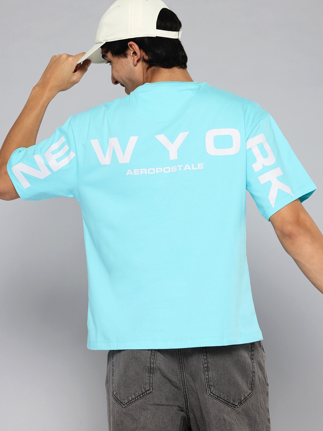 

Aeropostale Men Typography Printed Pure Cotton T-shirt, Blue