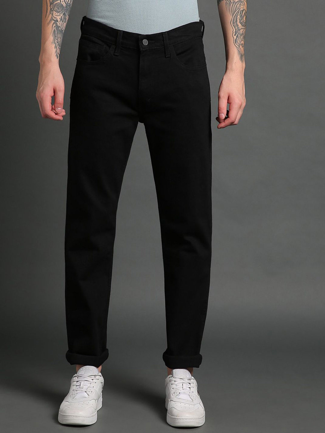 

ComfyStyle Men Stretchable Mid-Rise Jeans, Black