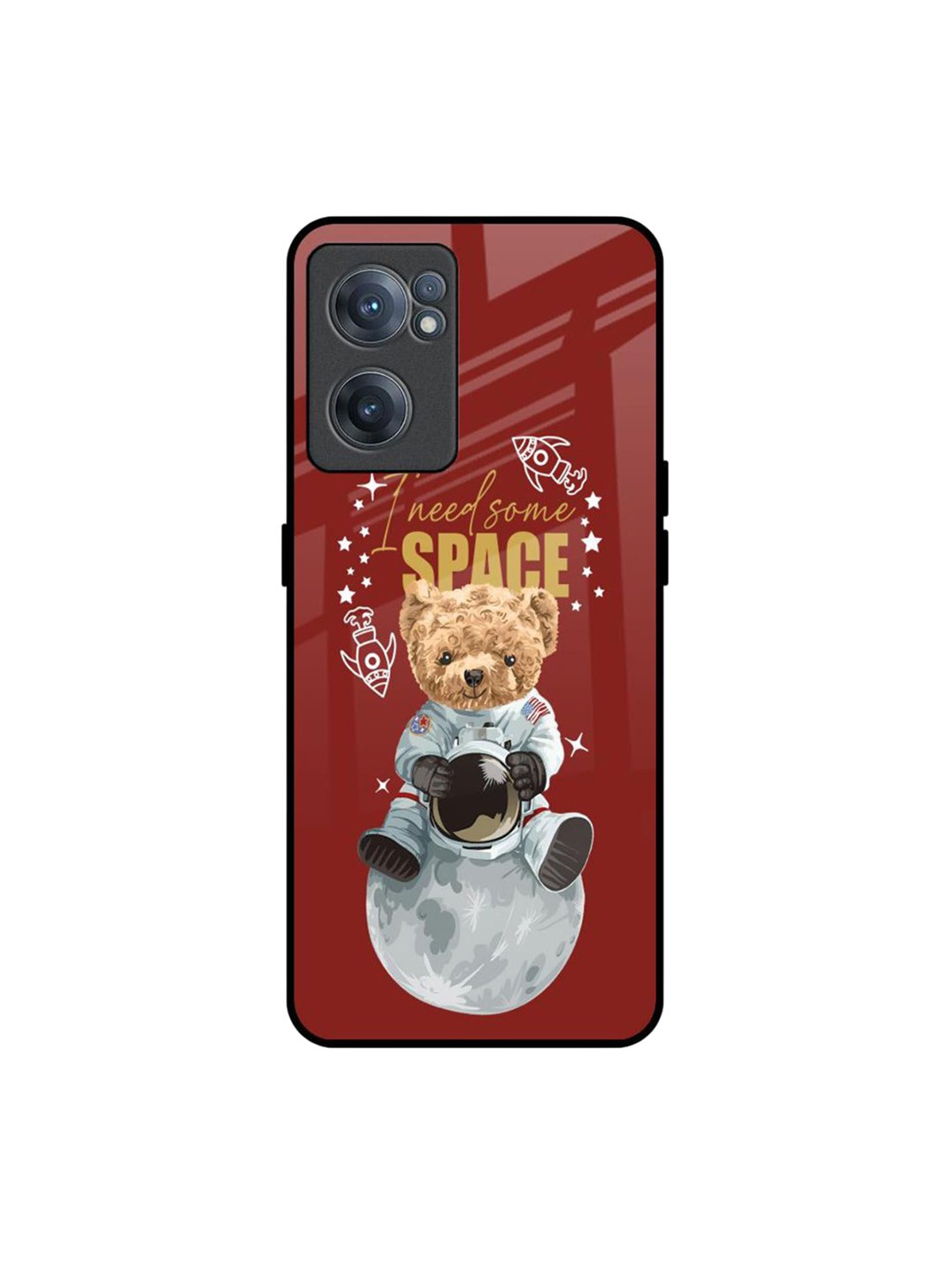 

QRIOH Astronaut Bear Printed OnePlus Nord CE 2 Back Case, Maroon