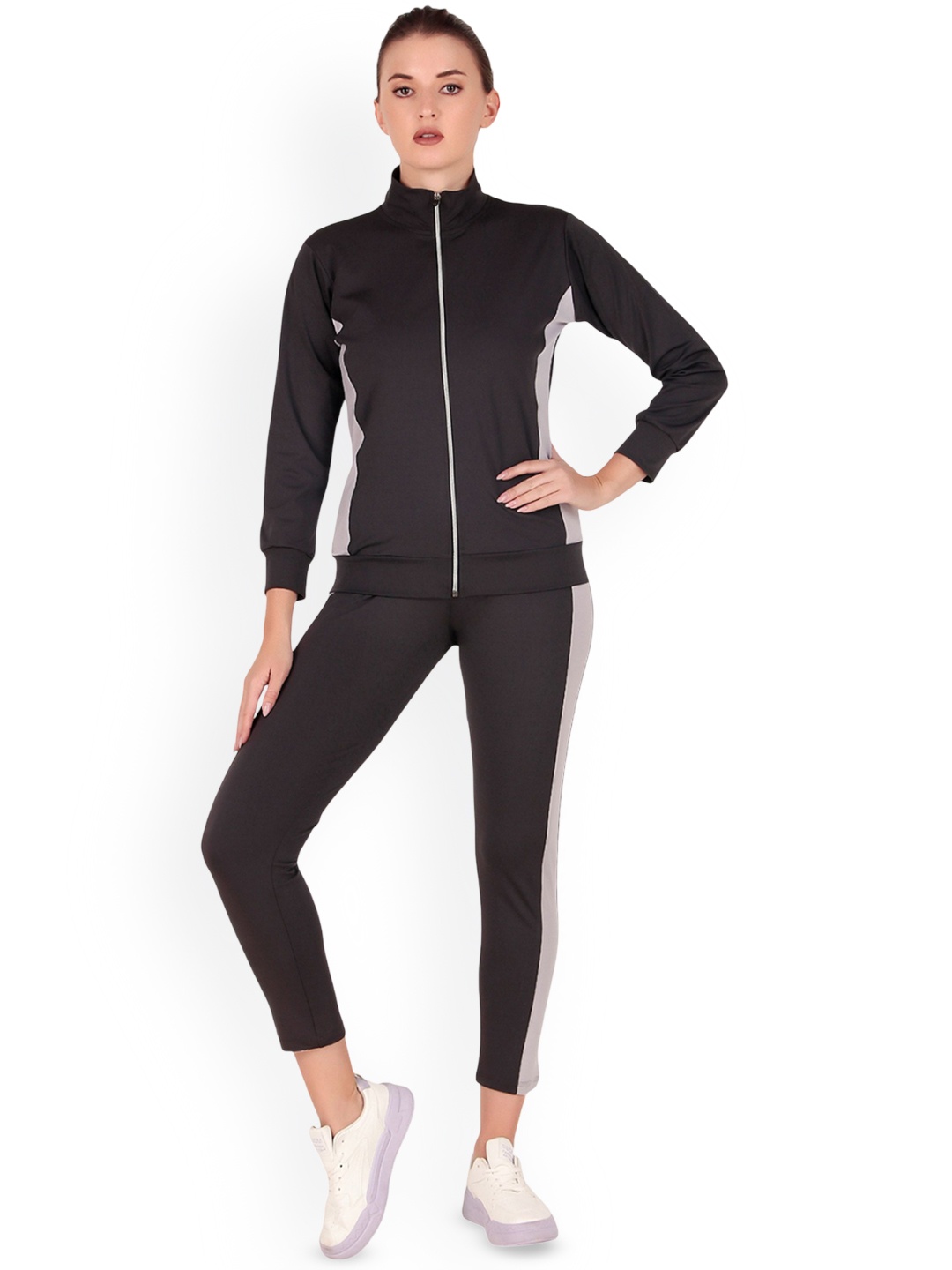 

BENZOS Women Colour-Blocked Tracksuits, Black