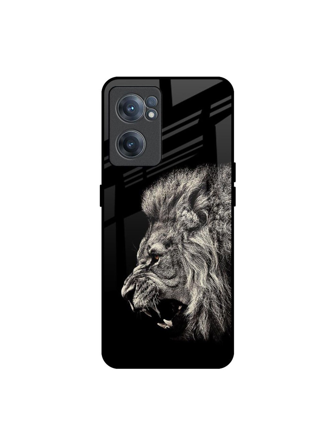 

QRIOH Brave Lion Printed OnePlus Nord CE 2 Back Case, Black