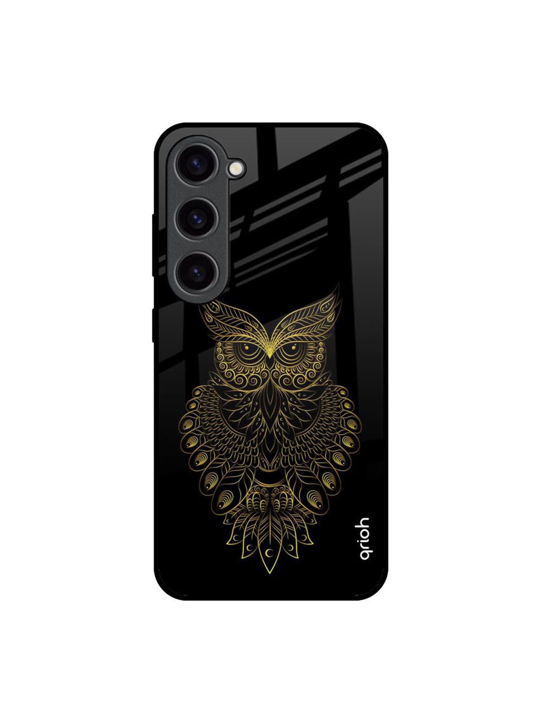 

QRIOH Golden Owl Printed Samsung Galaxy S23 Back Case, Black