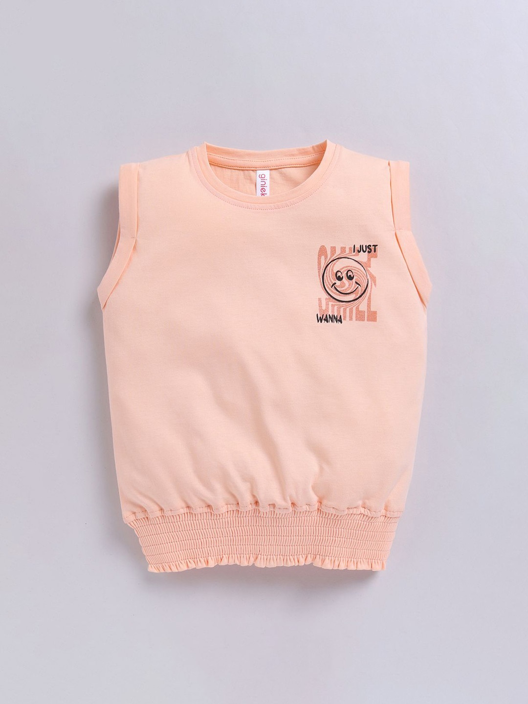 

Ginie Girls Solid Round Neck Top, Peach
