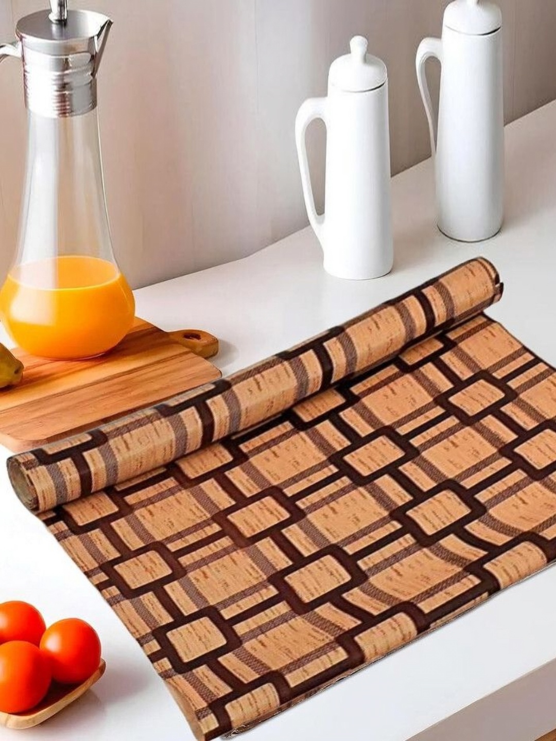 

REVEXO Brown Printed Water-Resistant Shelf Liner