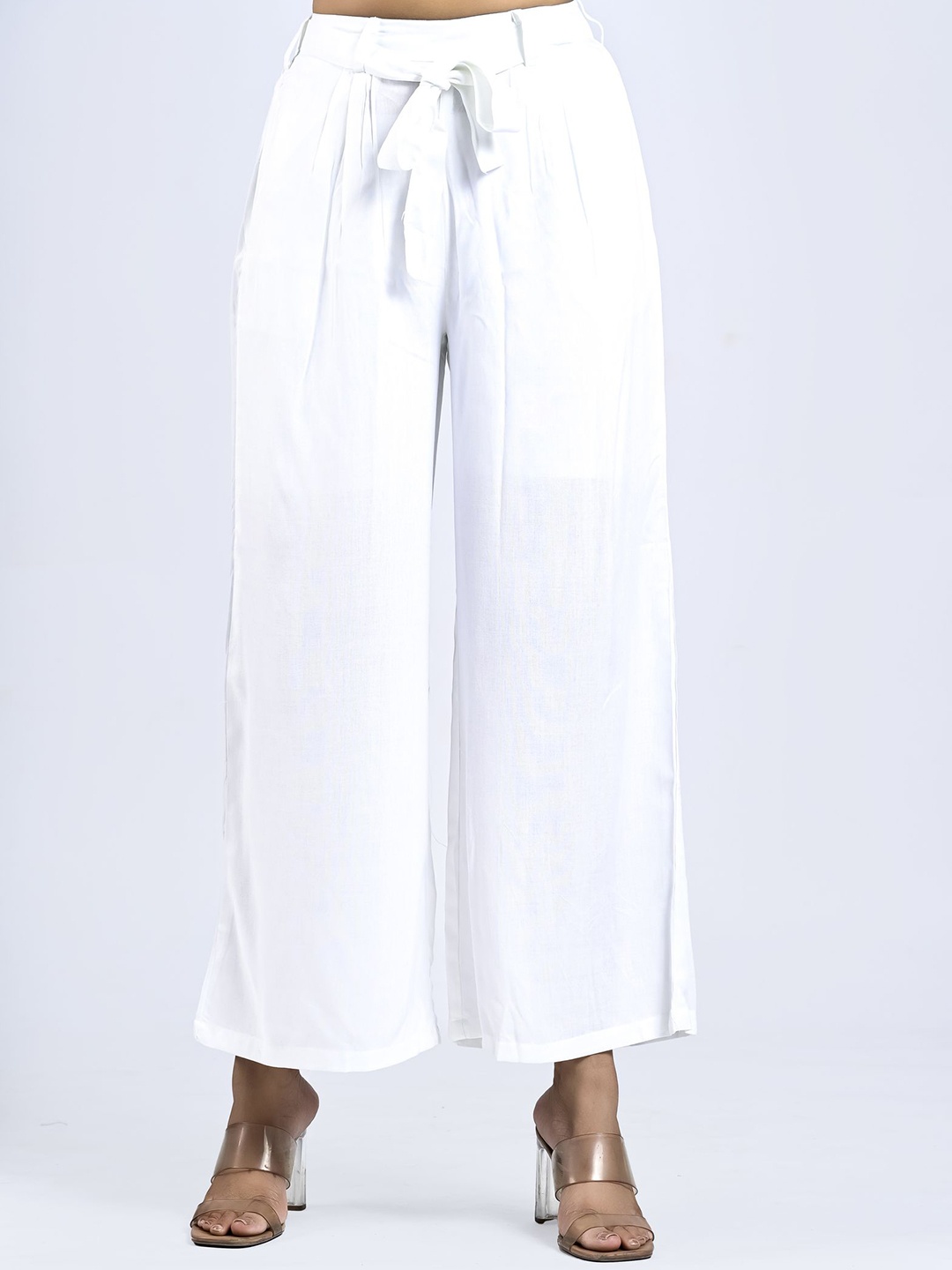 

MIRAYYA Women Flared Palazzos, White