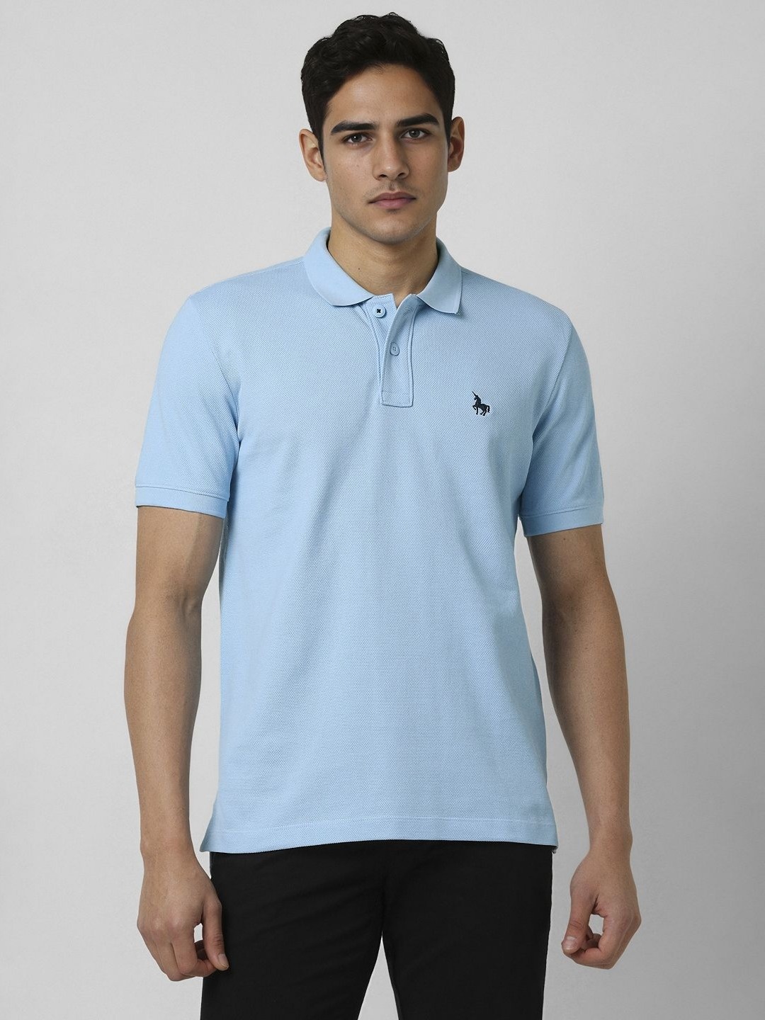 

Van Heusen Sport Men Textured Polo Collar Cotton T-shirt, Blue
