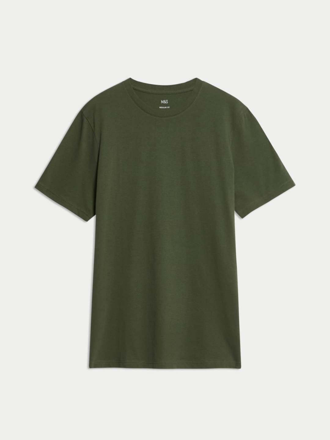 

Marks & Spencer Men Solid Round Neck Cotton T-shirt, Olive