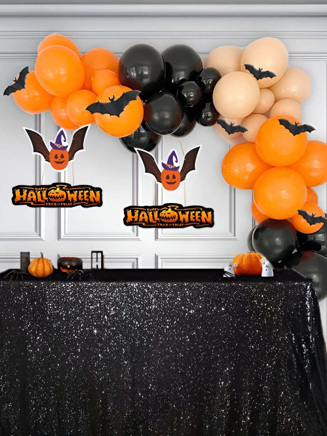 

Special You 80-Pcs Black & Orange-Colored Balloon Happy Birthday Dcor, Peach
