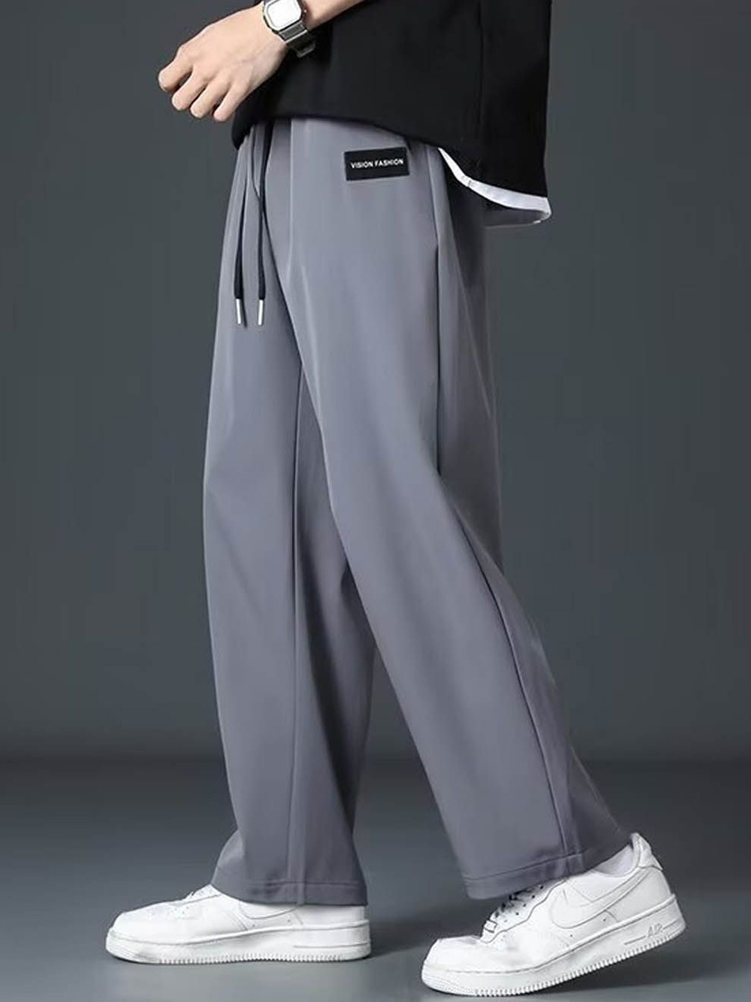 

StyleCast Men Regular Fit Mid-Rise Trousers, Grey