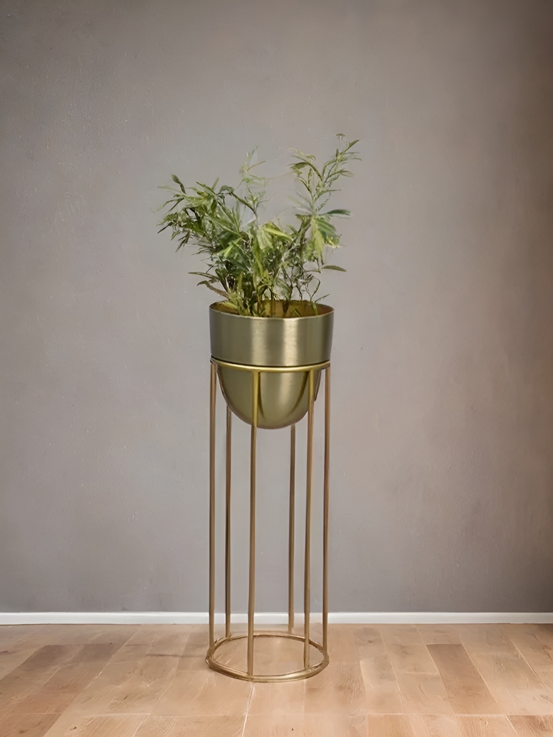 

Royaloak Brown Metal Floor Planter With Stand, Gold