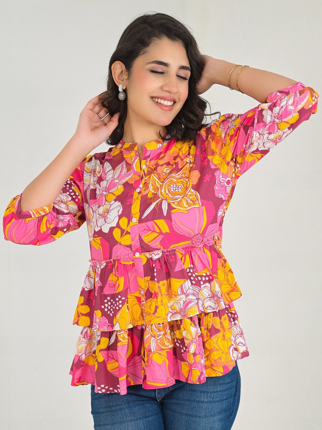 

Pahiya Floral printed Top, Pink
