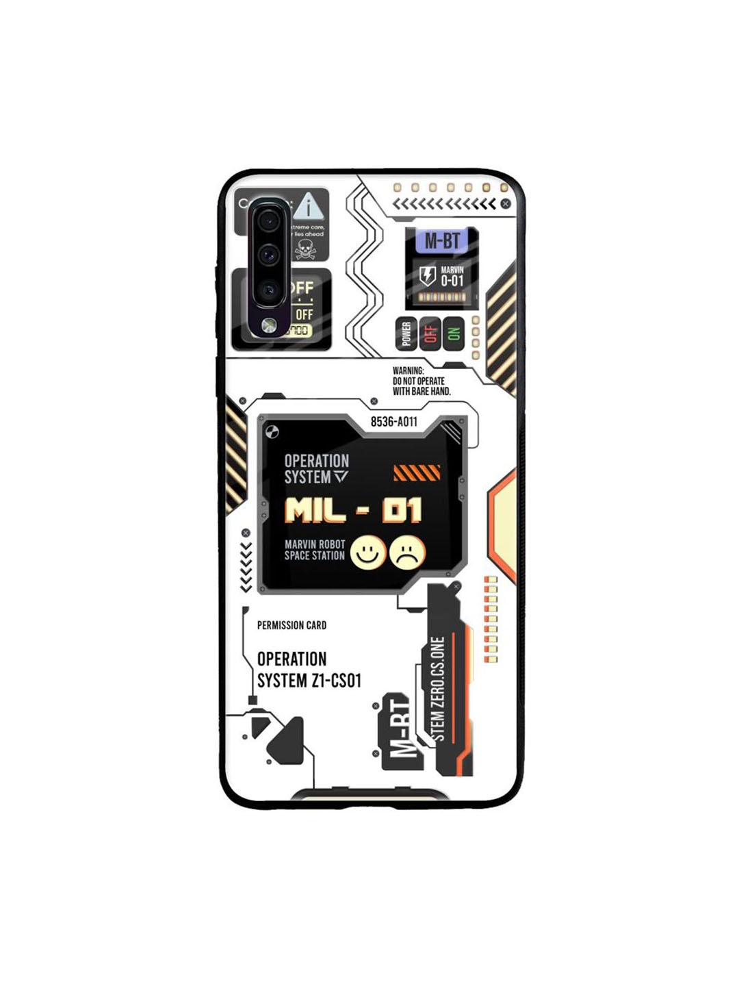 

QRIOH Tech Display Printed Samsung Galaxy A50 Back Case, White