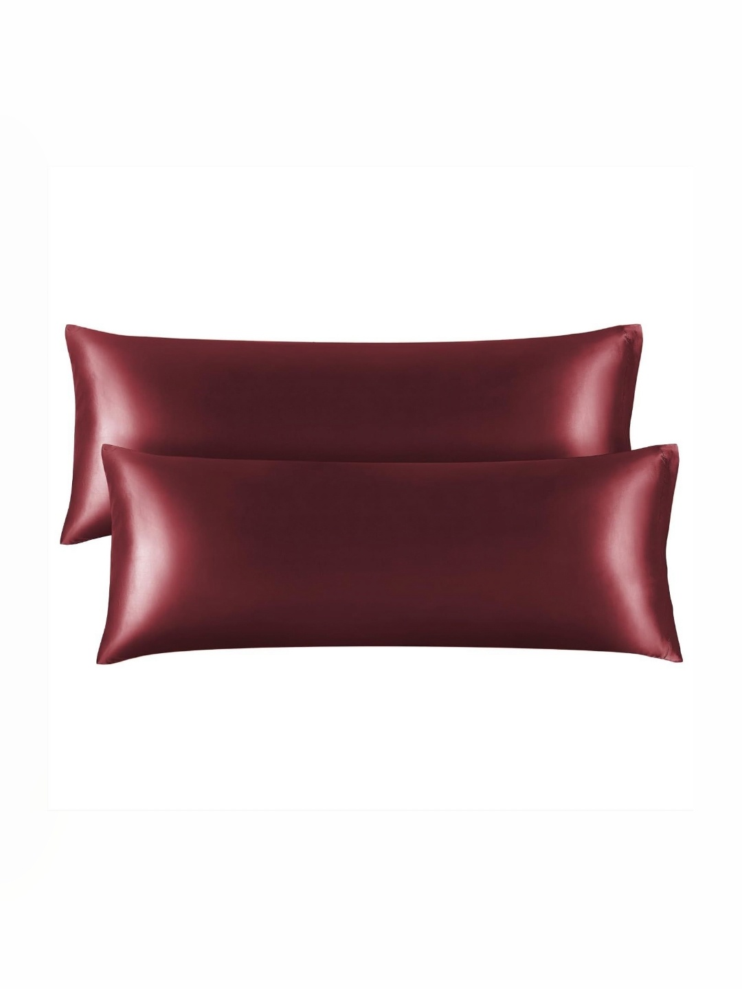 

DEHMAN Red 2 Pieces Solid Pure Silk Rectangle Shape Pillow Covers