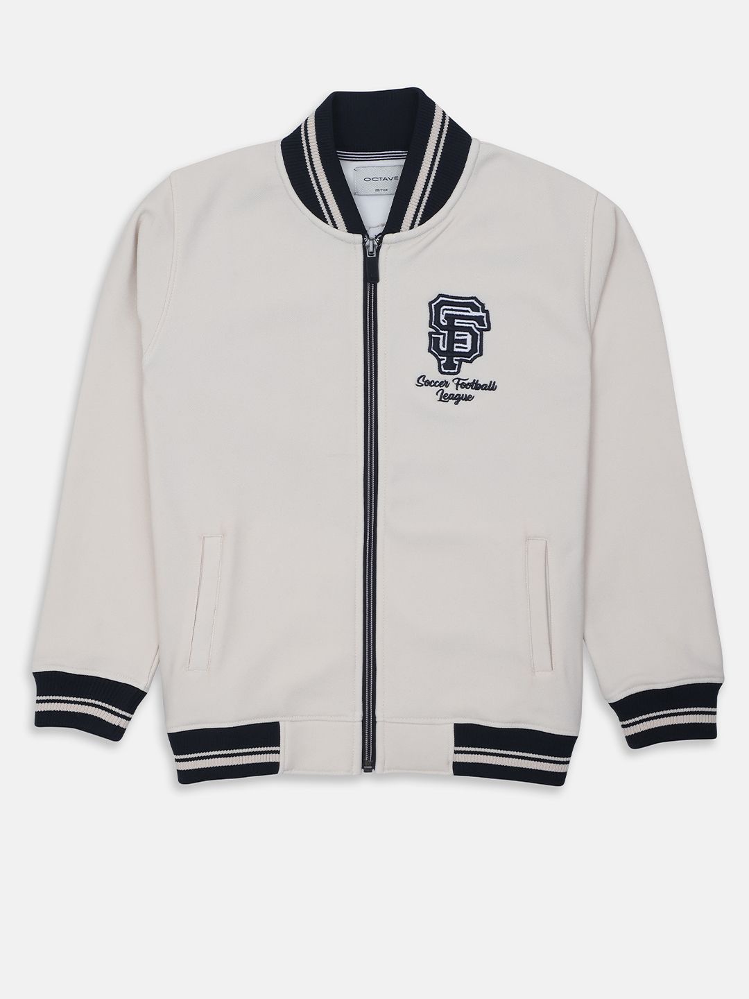 

Octave Boys Printed Front-Open Sweatshirt, White
