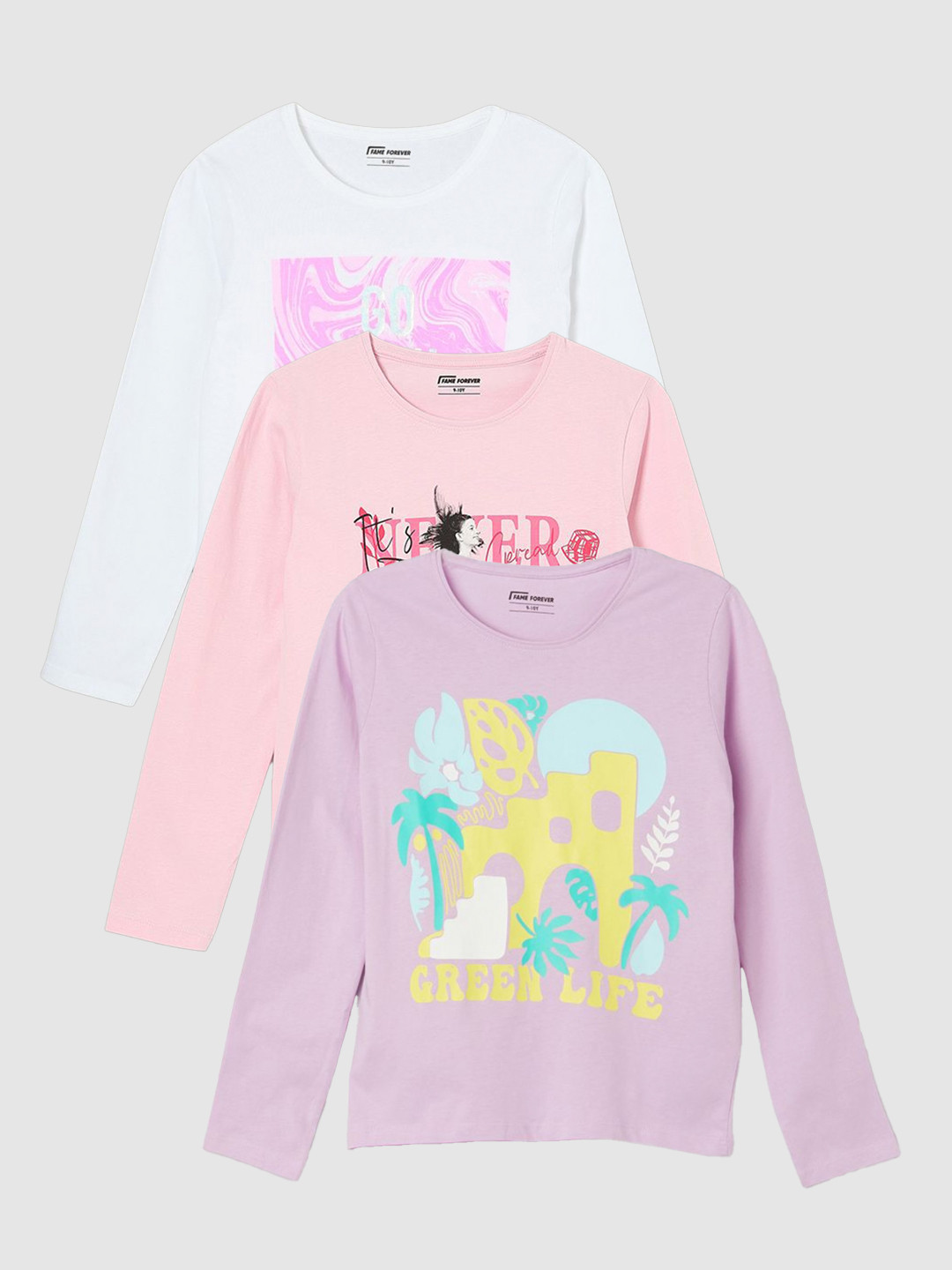 

Fame Forever by Lifestyle Girls Pack Of 3 T-shirts, Pink