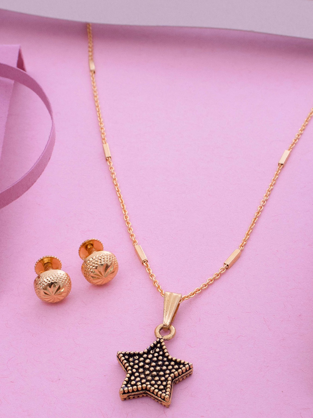 

Ramdev Art Fashion Jwellery Gold-Plated Star Shaped Pendant Jewellery Set