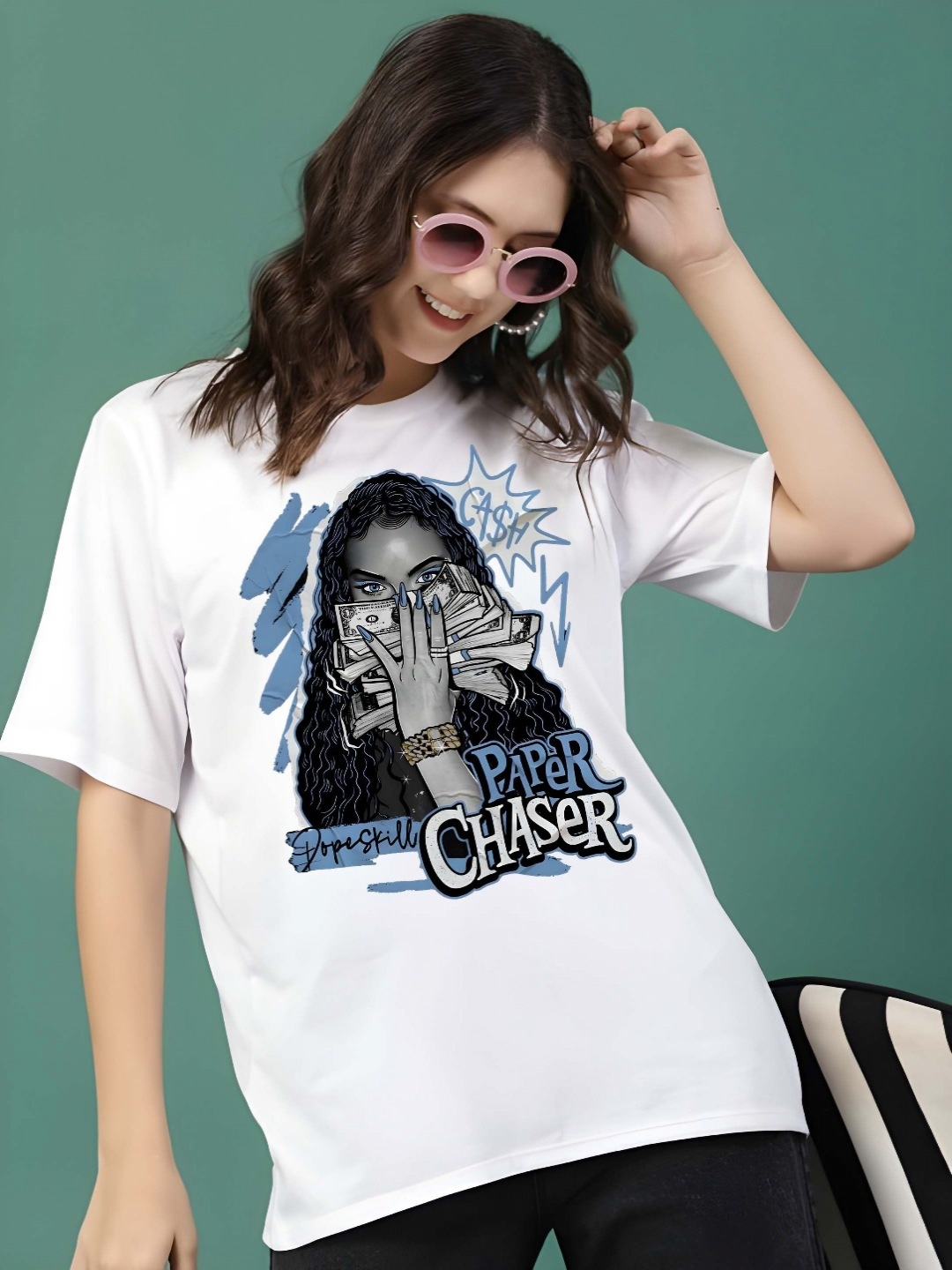 

SZN Women Graphic Printed Round Neck Cotton Relaxed Fit T-shirt, White
