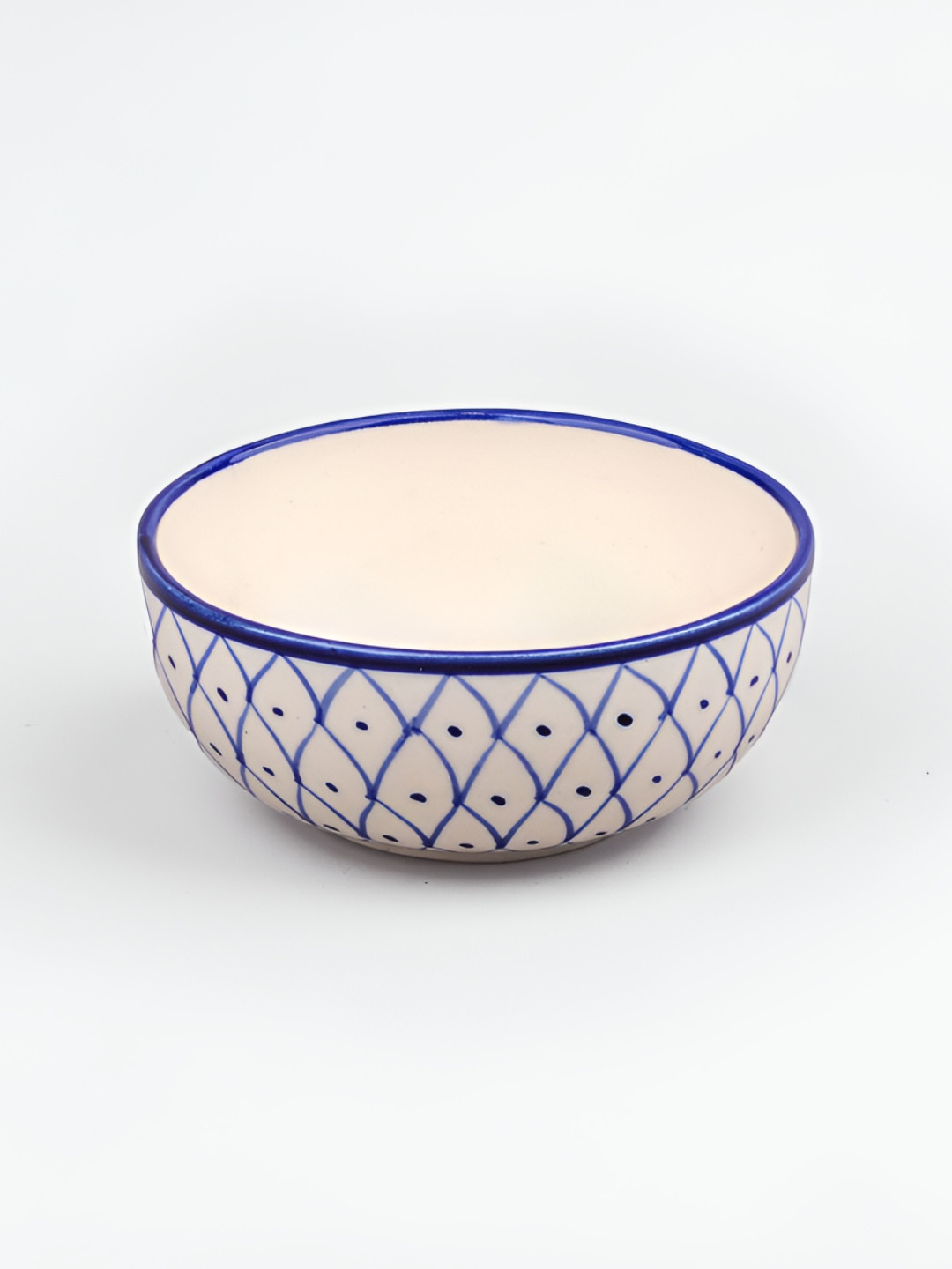 

Storepedia Beige & Blue Printed Ceramic Dishwasher and Microwave Safe Serving Bowl 200ml