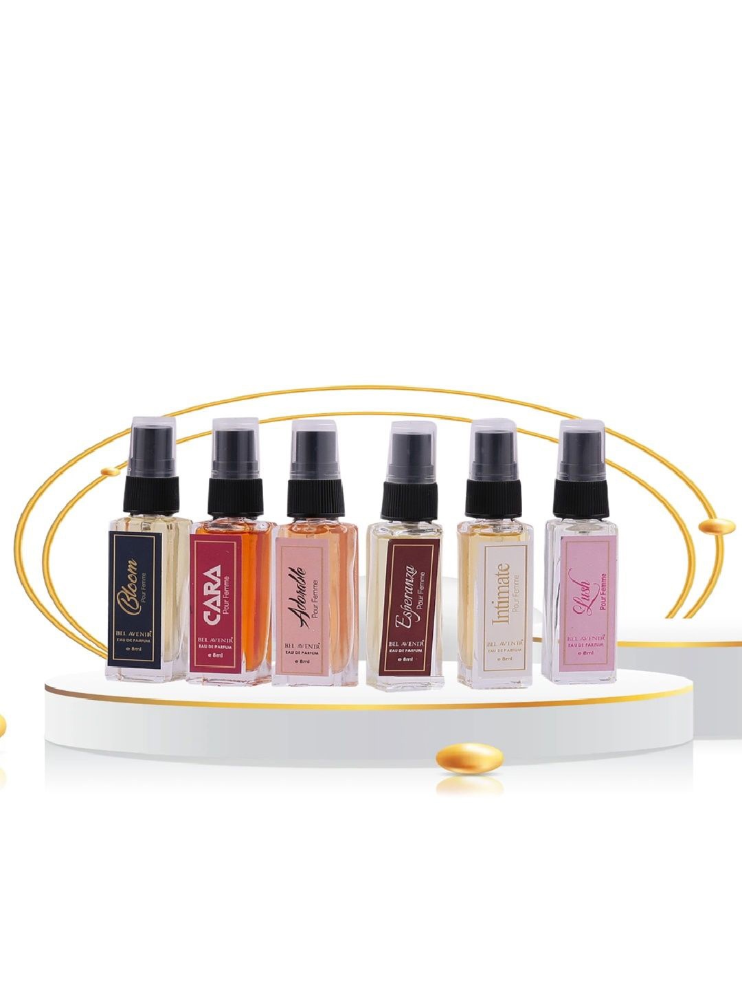 

Bel Avenir Women Set Of 6 Esperanza, Intimate, Lush, Bloom, Cara & Adorable EDP 8 ml Each, Pink