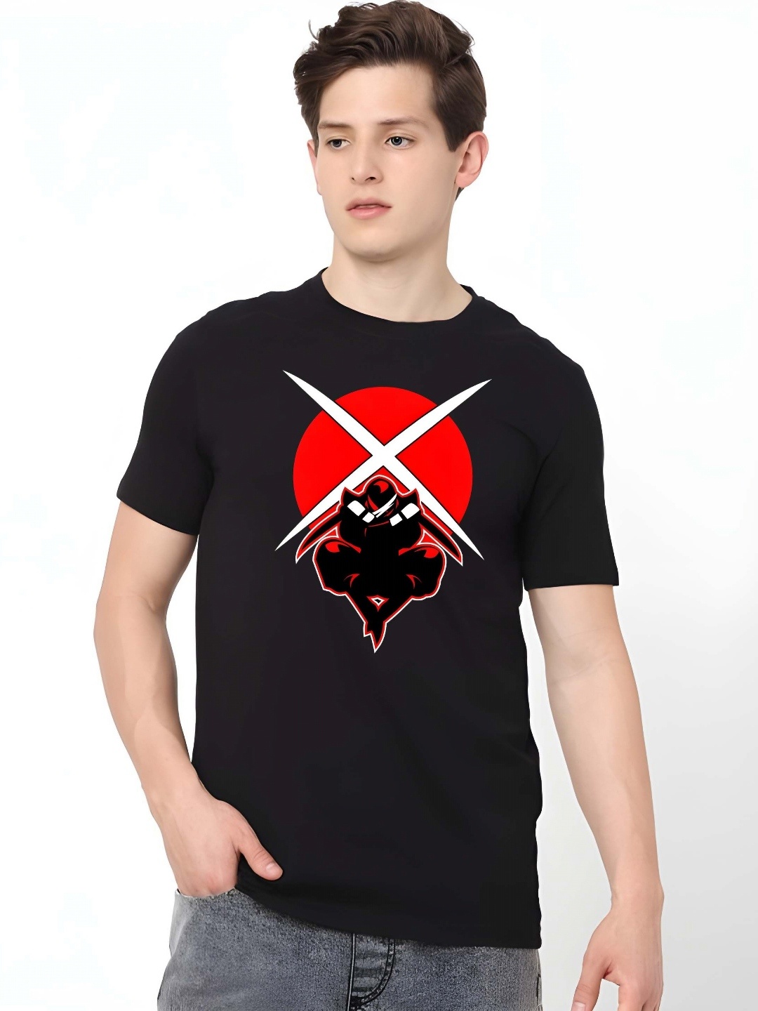 

SZN Men Graphic Printed Round Neck Regular Fit Cotton T-shirt, Black
