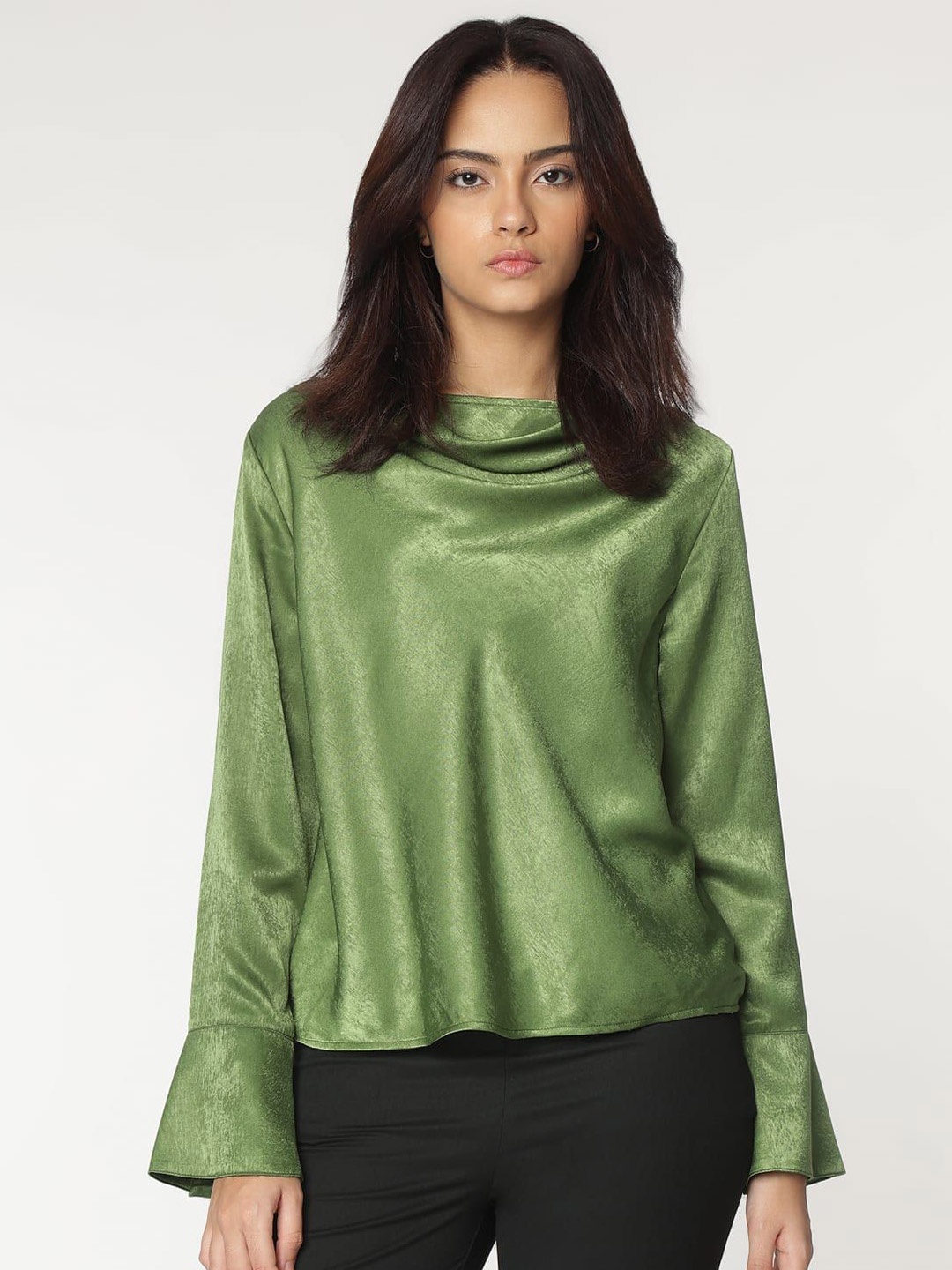 

Marks & Spencer Women Bell Sleeve Top, Green