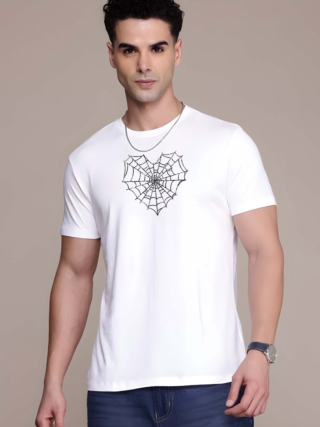 

SZN Men Graphic Printed Round Neck Regular Fit Cotton T-shirt, White