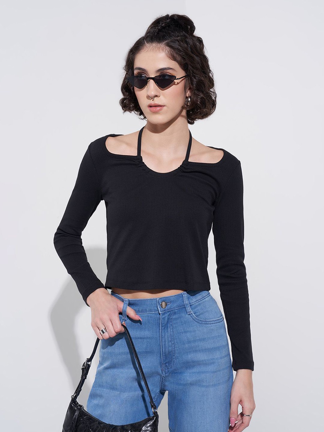 

SF JEANS by Pantaloons Women Cotton Top, Black