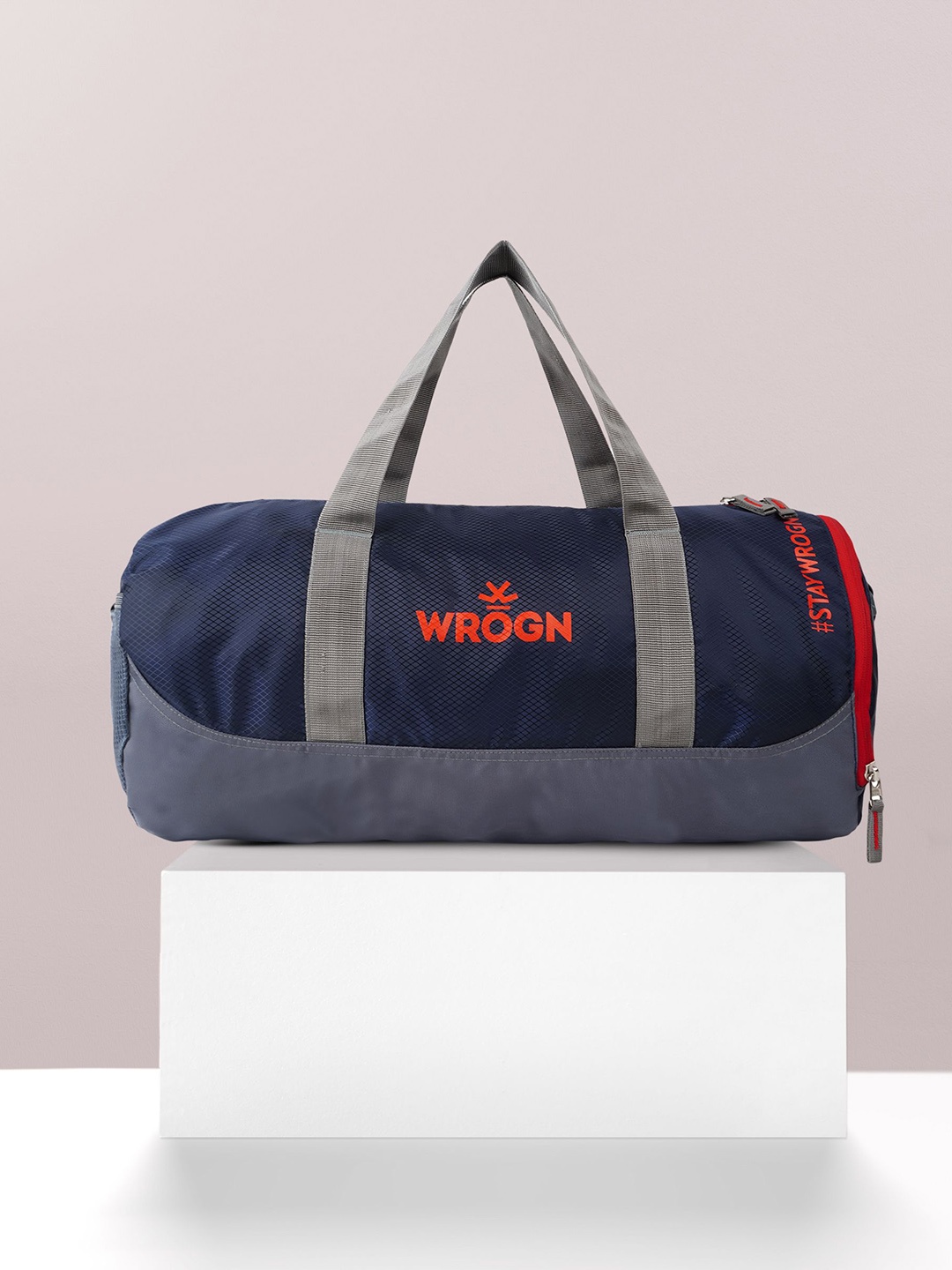 

WROGN Typography Printed Medium Sports Duffel Bag, Navy blue