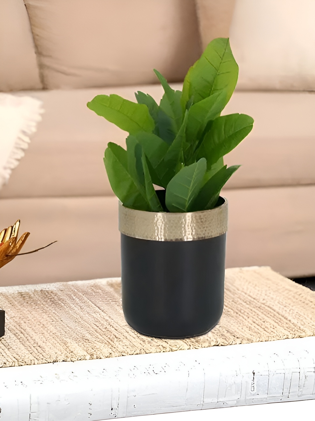 

Royaloak Black And Gold-Toned Etched Hanging Planter