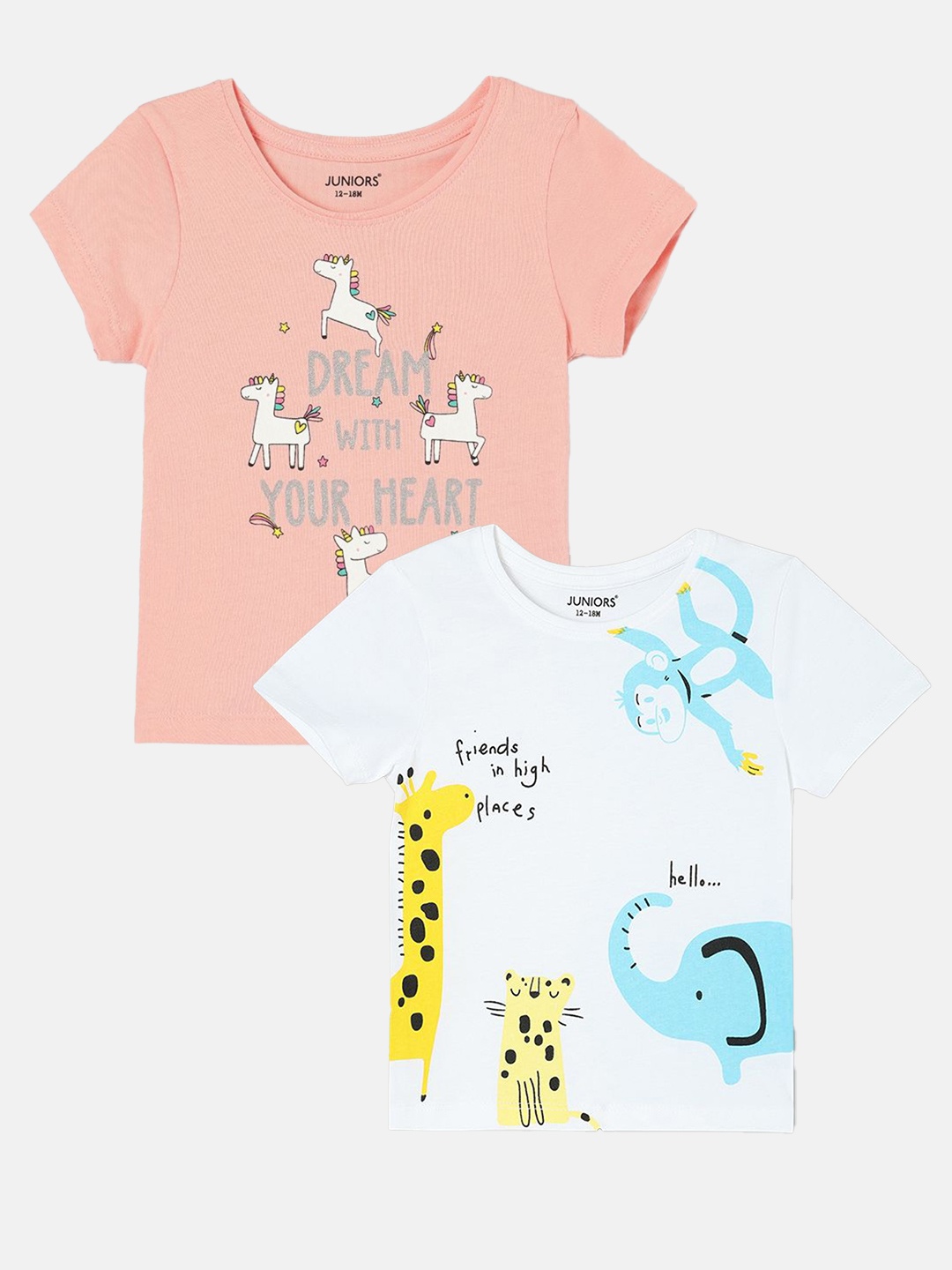 

Juniors by Lifestyle Girls Pack Of 2 Printed T-shirt, White