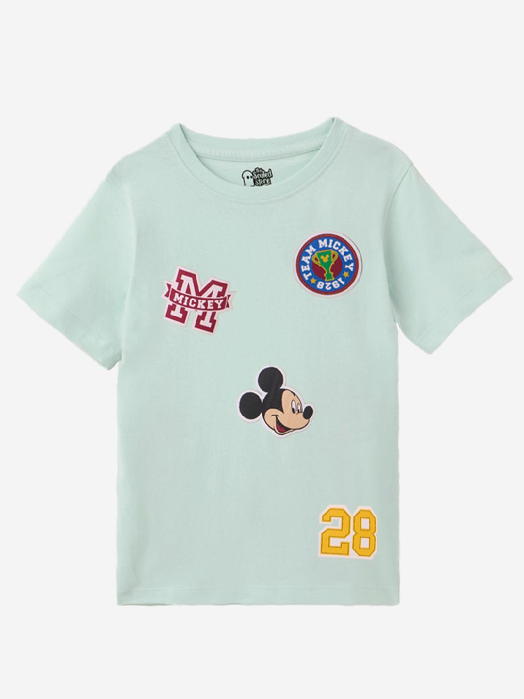 

The Souled Store Boys Mickey Mouse Graphic Printed Round Neck Cotton T-shirt, Green