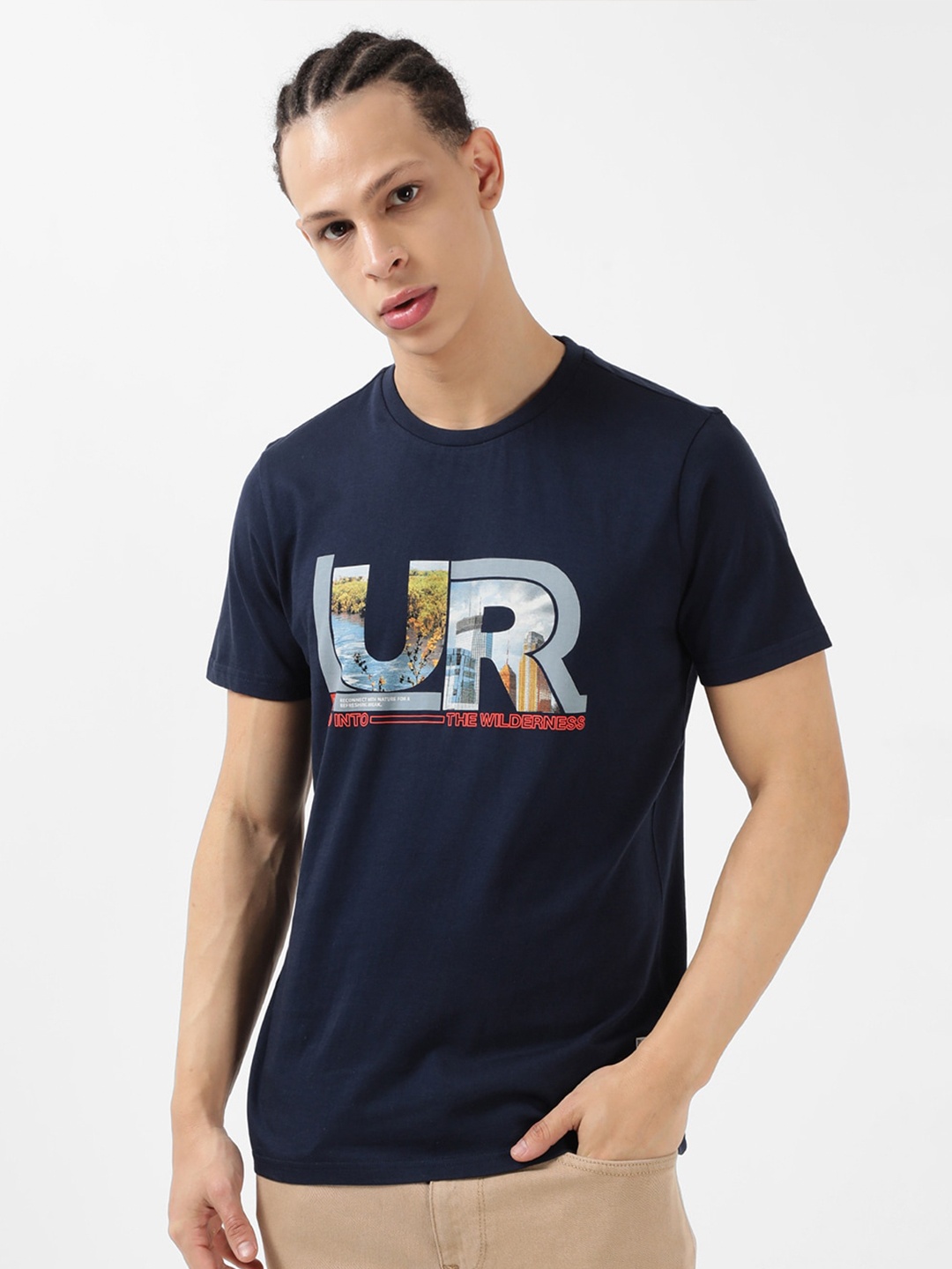 

Lee Typography Printed Cotton T-shirt, Navy blue