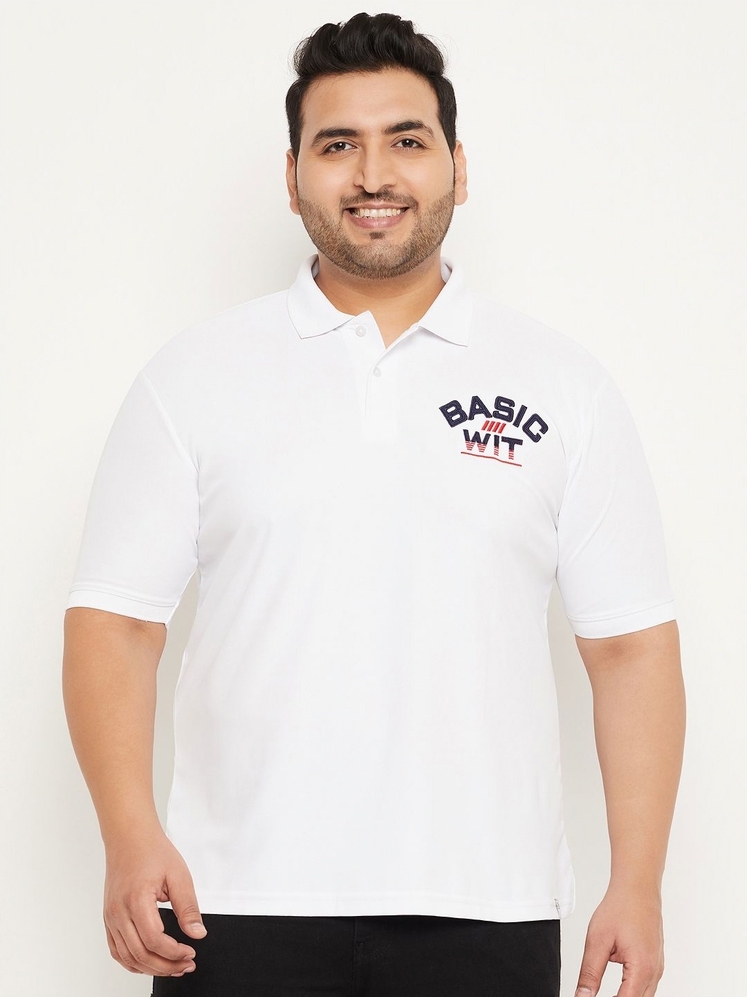 

RENUOVO Men Typography Printed Polo Collar Cotton T-shirt, White