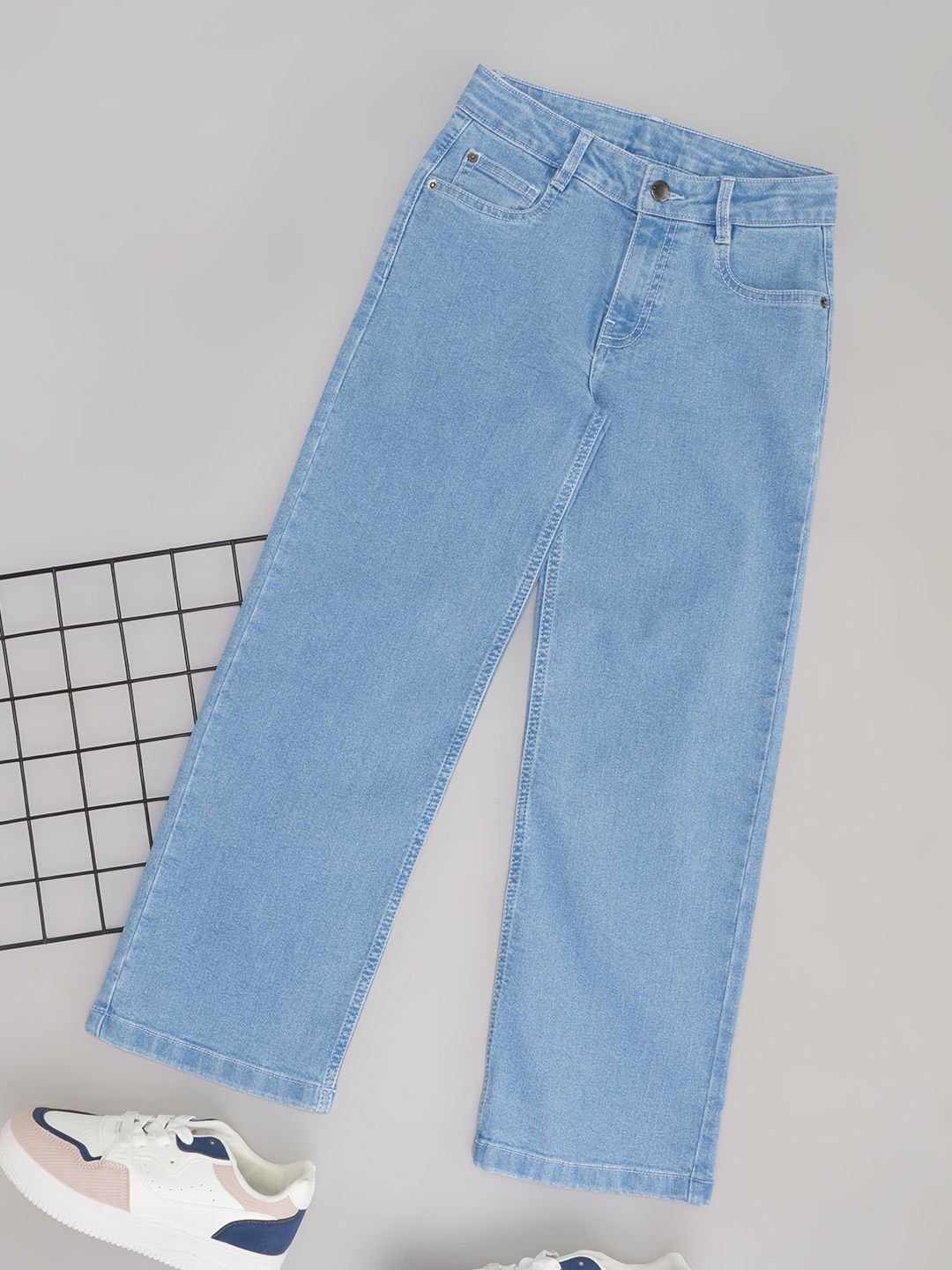 

Pantaloons Junior Girls Pure Cotton Mid-Rise Flared Jeans, Blue