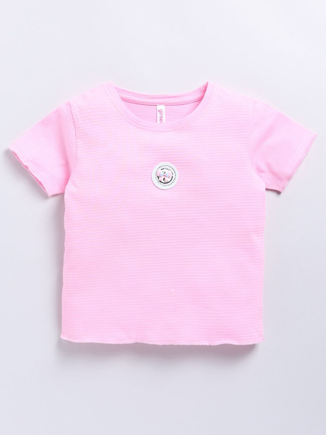

Ginie Girls Round Neck Pure Cotton Top, Pink