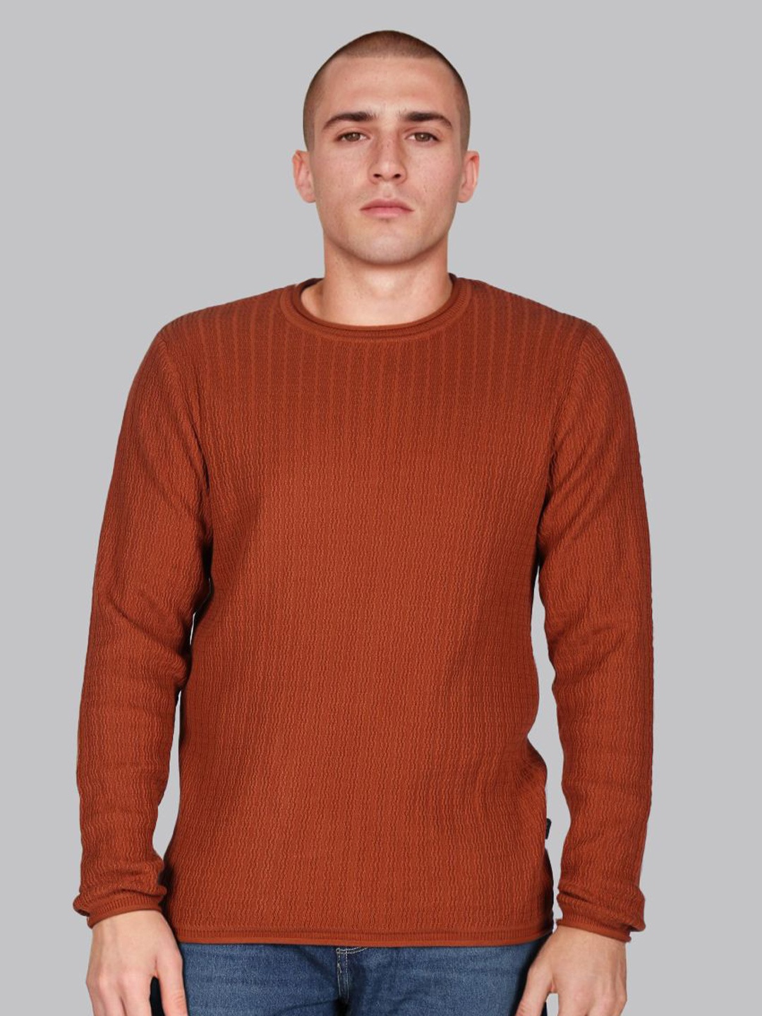 

Lee Men Round Neck Pullover Cotton Sweater, Brown