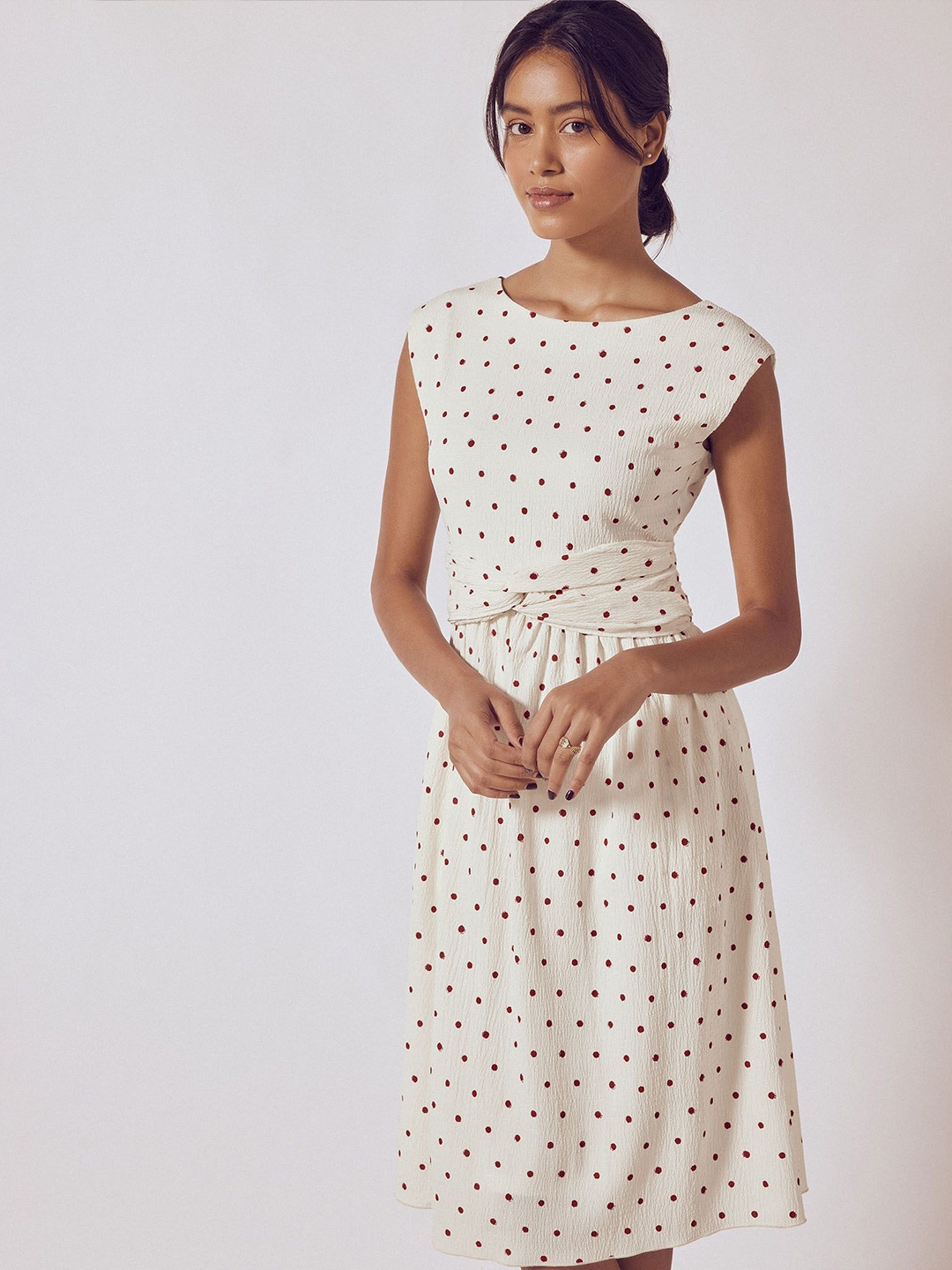 

The Label Life Polka Dot Print Fit & Flare Maxi Dress, White