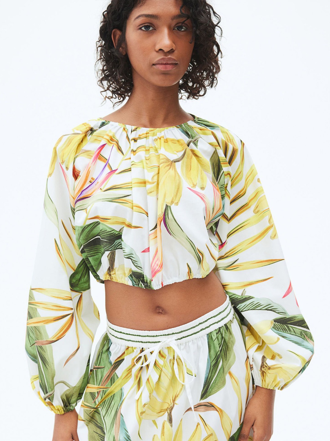 

H&M Women Cropped Poplin Blouse, White