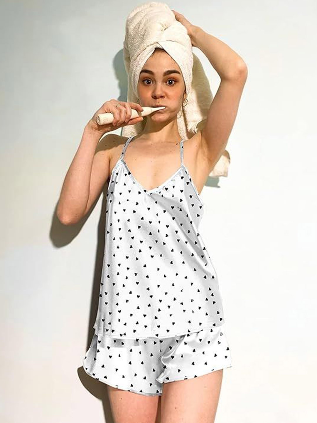 

Softwrap Women Printed Night suit, White