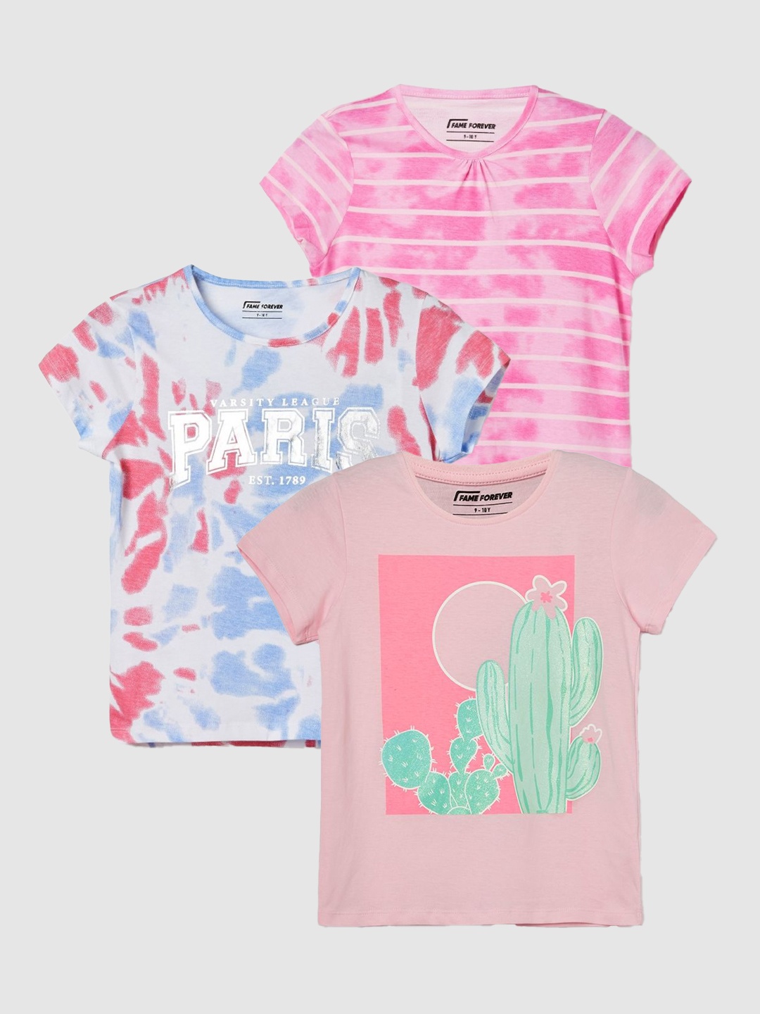 

Fame Forever by Lifestyle Girls Pack Of 3 T-shirts, Pink