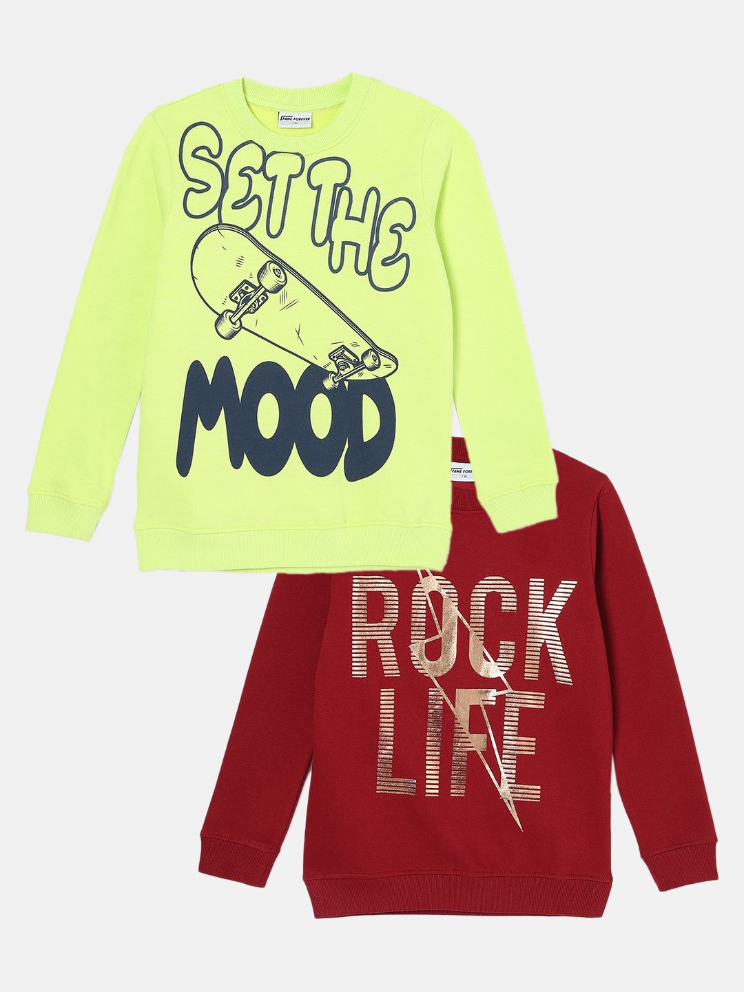 

Fame Forever by Lifestyle Boys Pack of 2 Printed Sweatshirts, Yellow