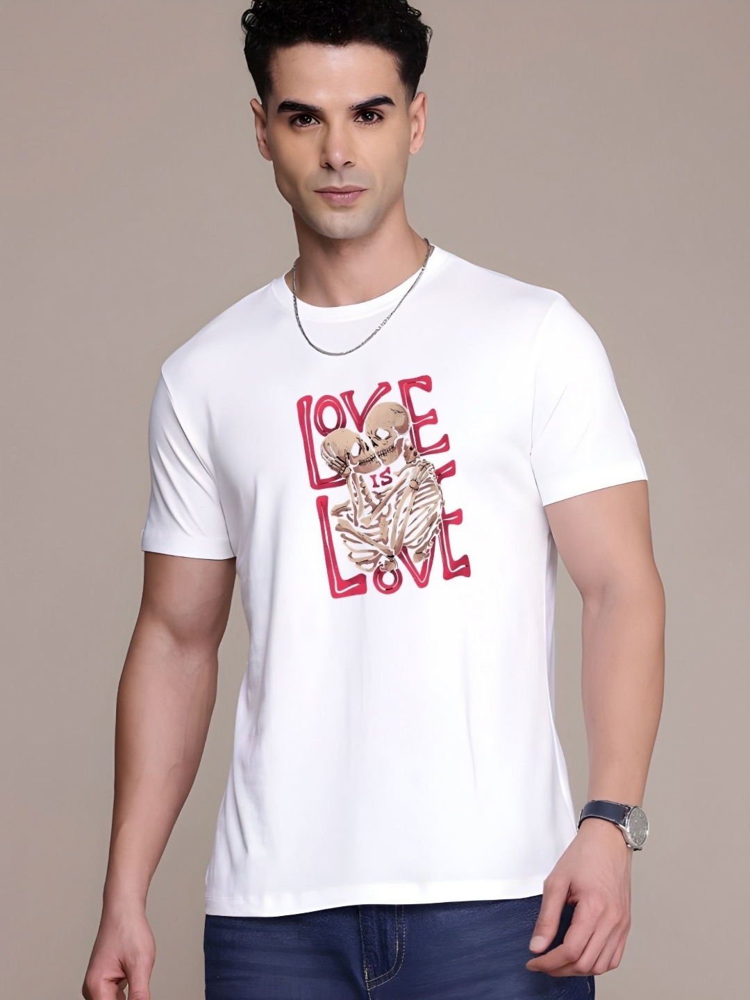 

Moda Rapido Men Graphic Printed Round Neck Cotton Relaxed Fit T-shirt, White