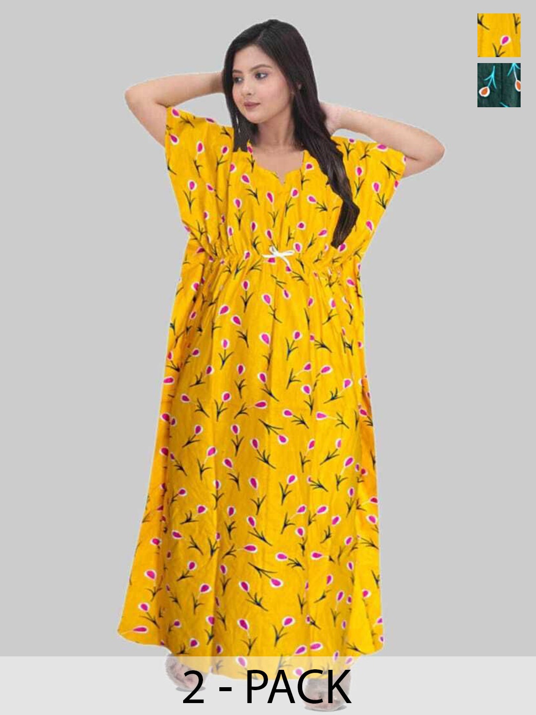 

PR PINK ROYAL Printed Maxi Nightdress, Yellow