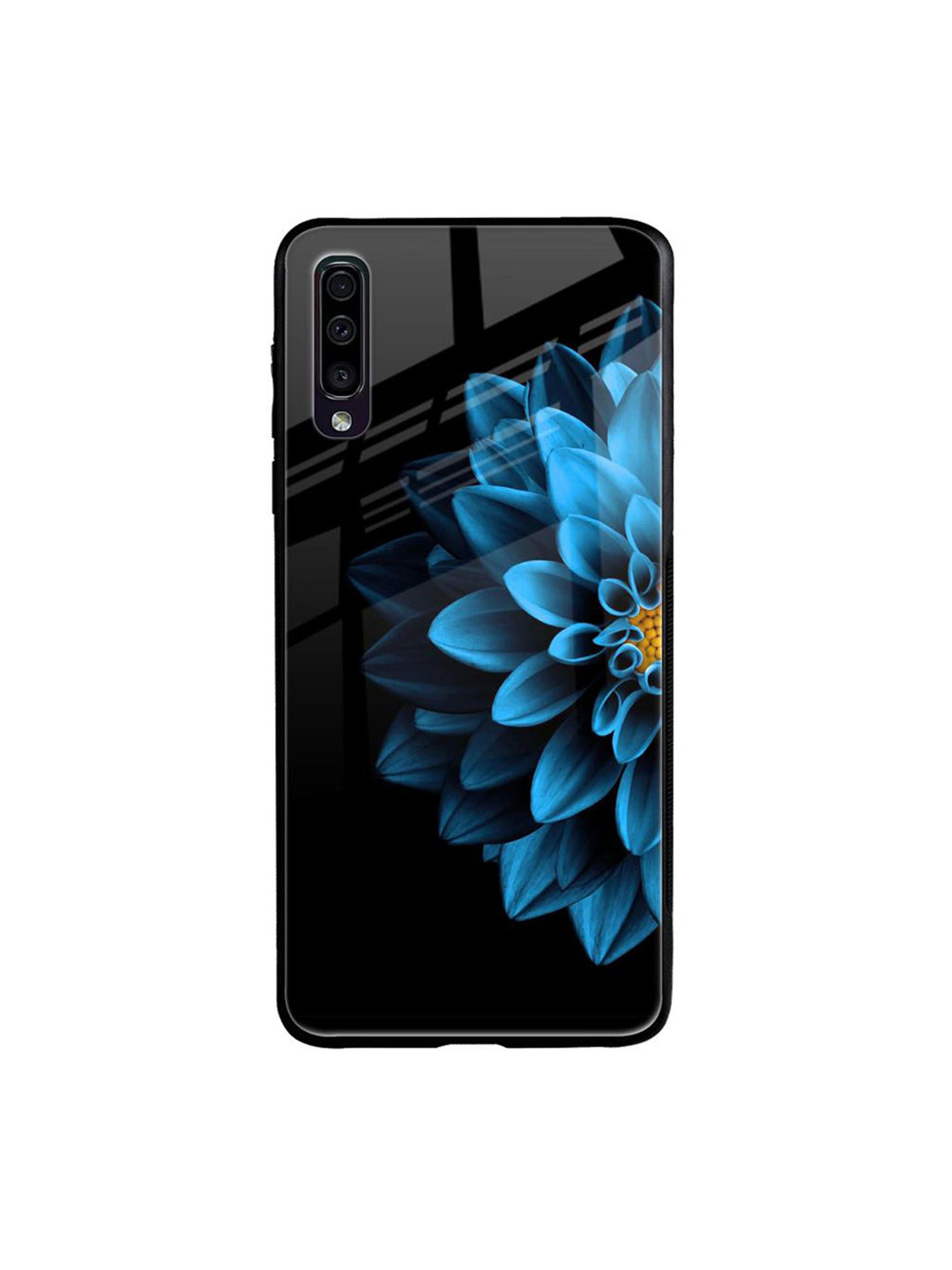 

QRIOH Half Blue Flower Real Printed Samsung Galaxy A50 Back Case, Black